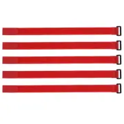 5pcs Hook and Loop Straps, 1-inch x 18-inch Securing Straps Cable Tie (Red)