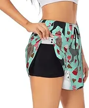 [JBYJBX] Poodles Dogs Print Shorts Athletic Running Women's Workout Pockets Gym Quick-Dry Sport Hiking Elastic