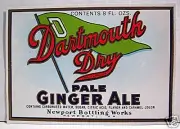 Vintage Dartmouth Dry Ginger Ale Soda Label Newport