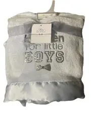 mini muffin baby blanket blue and white thank Heaven for Little boys NWT