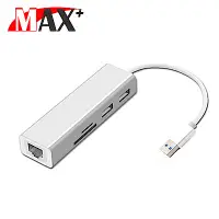 在飛比找Yahoo奇摩購物中心優惠-MAX+五合一USB3.0 to RJ45千兆網卡 / HU