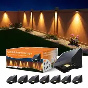 8 Pack Decorative Solar Powered Fence Lights Outdoor Waterproof with Warm Whi...