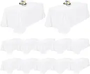 12 Pack Rectangle Tablecloth 90 x 156 inch White Polyester Table Cloth for 8 Feet Tables,Washable Fabric Stain and Wrinkle Resistant Table Cover Table Clothes for Wedding Parties Banquet Kitchen