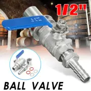 1/2" Stainless Steel Weldless Bulkhead Home Brew Beer Kettle Pot Ball Valve Kit