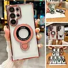 For Samsung Galaxy S24 S23 S22 Note 20 Shockproof Magnetic Ring Stand Clear Case