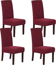 Smarcute Dining Chair Covers Stretch Removable Washable Chair Covers Chair Protector Home Decor Spandex Jacquard Dining Chair Protector Cover for Dining Room Set of 4, Burgundy