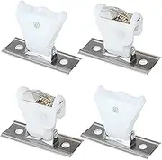 4pcs Cord Lock Mechanism and Cord Idler Pulley Swivel Type White Plastic and Stainless Steel Bracket for Roman Blinds Woven Wood Shades and Bamboo Blinds