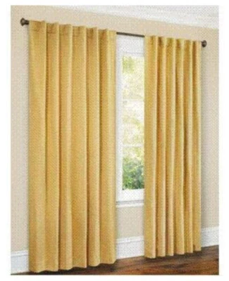 New Set Of 2 Canopy Textured Stripe Drapery Panels 52X84 Hangs 2 Ways Gold Wheat