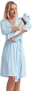 [Galabloomer] Maternity Robe and Baby Receiving Blanket,Matching Mommy Labor Delivery Robe and Swaddle Set