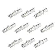 200Pcs Ribbon Crimp Clamp Ends 30mm Cord End Clasp for DIY Craft Silver Tone