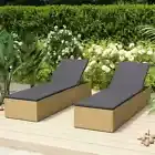 NNEVL Sunlounger Poly Rattan Brown and Dark Grey