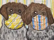 WIREHAIRED POINTING GRIFFON Quarantine Dog Art Print 8.5x11 Signed Artist KSams