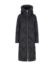 diamond-quilted goose-down coat M Black