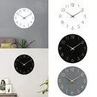 12" Wall Clock Wood Clock Home Decor Non Ticking Silent Wall Art Decor Simple