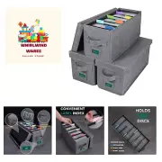 CD Storage Box with Lid Pack of 3, Practical CD Case Holder Organizer with In...