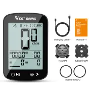WEST BIKING XQ2 2.4'' GPS Wireless Bike Computer Auto Backlight IPX7 Waterproof Type-C Charge Speedometer for MTB Cyclin