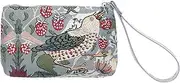 [Signare] Tapestry Wristlet Clutch Bag, Strawberry Thief Pattern, Grey with Bird Floral Design (Strawberry Thief Grey, WRIS-STGR), Strawberry Thief Grey