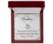 To My Mom Birthday Message Beautiful Lady Mom Infinity Knot Necklace Message Card