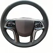 Hand-Stitched Car Steering Wheel Cover Wrap,for Cadillac XT5 XTS SRX CT6,Genuine Leather Steering Wheel Protector Accessories