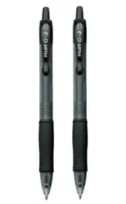 Pilot G2 Retractable Gel Ball Point Pen 1.0mm Bold Black 2/Pk Office School