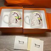 Hermes Hippomobile Mug Cup and Saucer 2 set porcelain dinnerware coffee tea