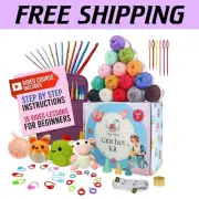 Portable Crochet Kit with 80 Pieces, Step-by-Step Tutorials, and Animal Patterns