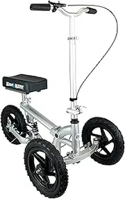 KneeRover PRO All Terrain Knee Walker Aluminum Scooter with Shock Absorber - Silver