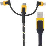 DeWALT 1.8m Charging 3-In-1 Cable Reinforced With Kevlar Lightning, Type C, And Micro-USB To USB