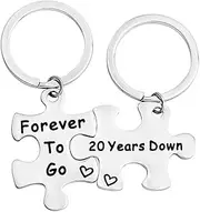 [Generic] Couples Gifts 5th, 50th Years Down Forever to Go Puzzle Keychain Set of Two Wedding for Husband Wife