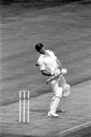Englands Geoff Boycott leans back out of the way of a boun - 1979 Cricket Photo