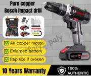 Bosch Cordless Hand Drill Set Hammer Impact Drill bits 2 Battery Electric
