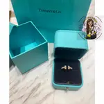 莉莉二手-TIFFANY & CO.蒂芙尼 鑽戒 18K玫瑰金 黃金 TT 滿鑽 雙T 開口 戒指 情侶戒 現