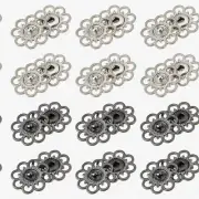 Vintage Bloom Snap Buttons: 20 Sets of 1" Alloy Flower Fasteners in 2 Assorted C