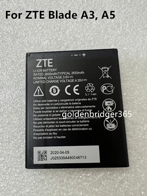 New Genuine Li3826T43P4h695950 Battery For ZTE Blade A5 A3 2020 phone 2600mAh
