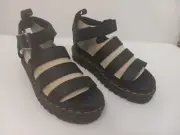 Dr. Martens Women's Blaire Gladiator Sandals - Black Hydro Leather Sz 10 NIB