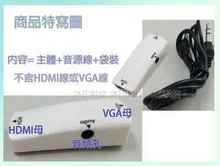 [沐印國際] 附發票 HDMI母轉VGA母轉接頭 HDMI TO VGA線 帶音頻 Audio輸出 顯示器 投影機 電視