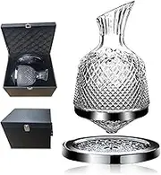 Lvpradior 2025 Premium Wine Decanter Set - 360° Aerating Spin Carafe 100% Lead-Free Crystal Glass, Sommelier-Approved Oxygenation System & Luxury Gift Box (Ideal for Red Wine Accessories) (Silver)