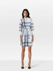 Blue Nova Check Shirt Dress