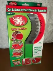NIB As Seen On Tv Slice Right Watermelon Cantaloupes Cake Fruit Knife Cutter