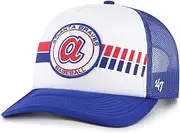 47 Brand Atlanta Braves Cooperstown Foam Front Trucker Cap, Adjustable Snapback Hat Blue, Blue, One Size