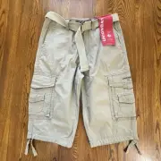 NWT Union Bay Khaki Men's Cordova Messenger Cargo Shorts w/ Belt Size 28