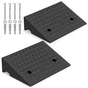 Costway 2PCS Anti-Slip Ramp Rubber Driveway Threshold Curb Ramp Black