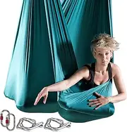 PRIORMAN 5m Aerial Yoga Hammock Aerial Silks Set Anti-Gravity Flying for Fitness, Low Non Stretch Nylon Fabric