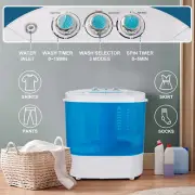 Mini Compact Twin Tub Washing Machine Portable Laundry Spinning Washer 9.9Lbs