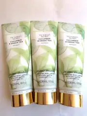 Victoria's Secret Cucumber Green Tea Fragrance Cream Body Lotion 3 PC Set NEW
