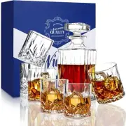 New Decanter Set Whiskey Premium Crystal Decanter 7 Piece Hand Made Liquor Fr AU