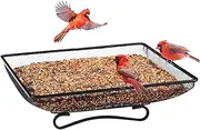 Ground Bird Feeder, 7 Inch Square Feeding Plate, Decorative Bird Mesh Feeder for Garden Patio Fence Lawn Yard Winter Windowsill Porch Deck