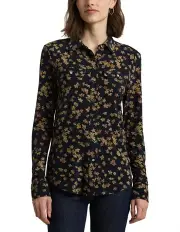 [Lauren Ralph Lauren] Slim Fit Floral Stretch Jersey Shirt in Navy
