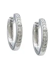 Silver 0.1 ct. tw. Diamond Hoops