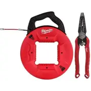 Milwaukee Polyester Fish Tape 100' Flex Metal Leader w/ 7-in-1 Strippers Pliers